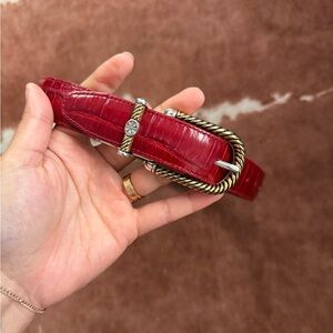 Red Embossed Belt with Two Toned Buckle